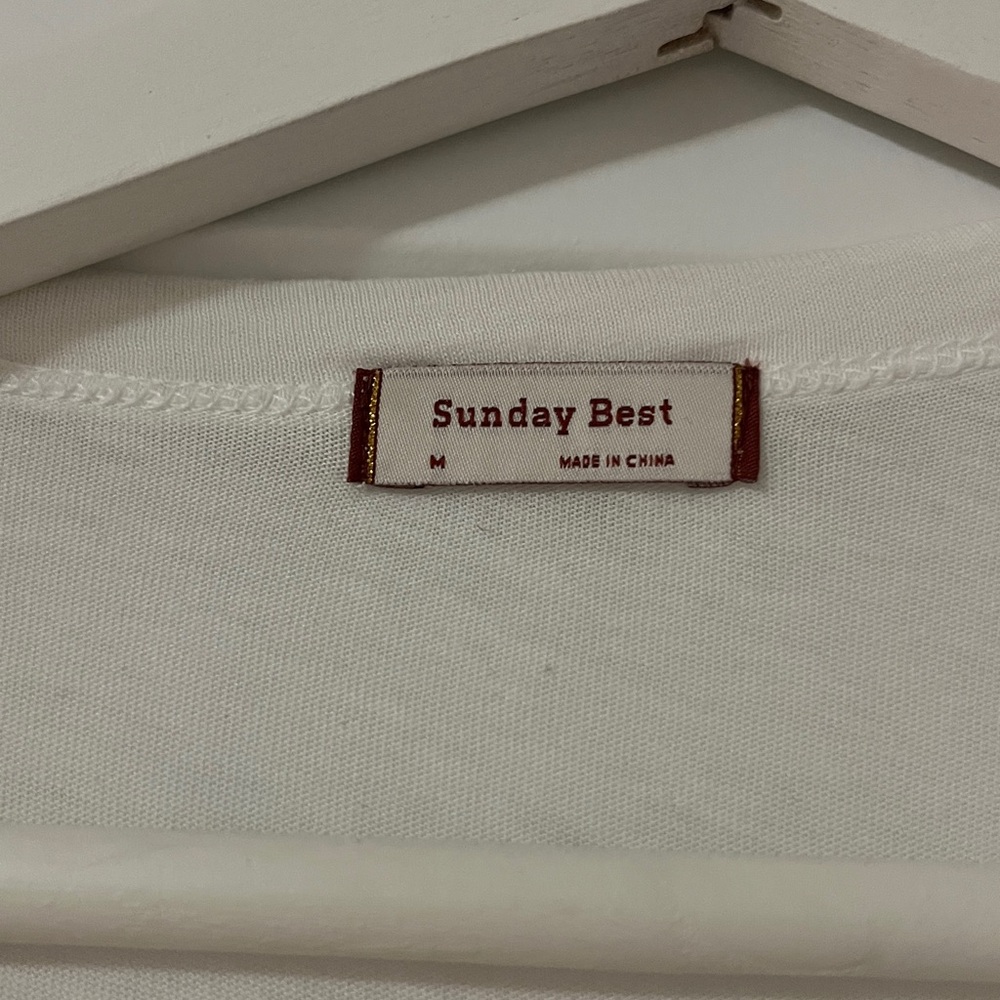 Sunday Best Off-White Short Sleeve Tee with Chest Pocket - Picture 2 of 2